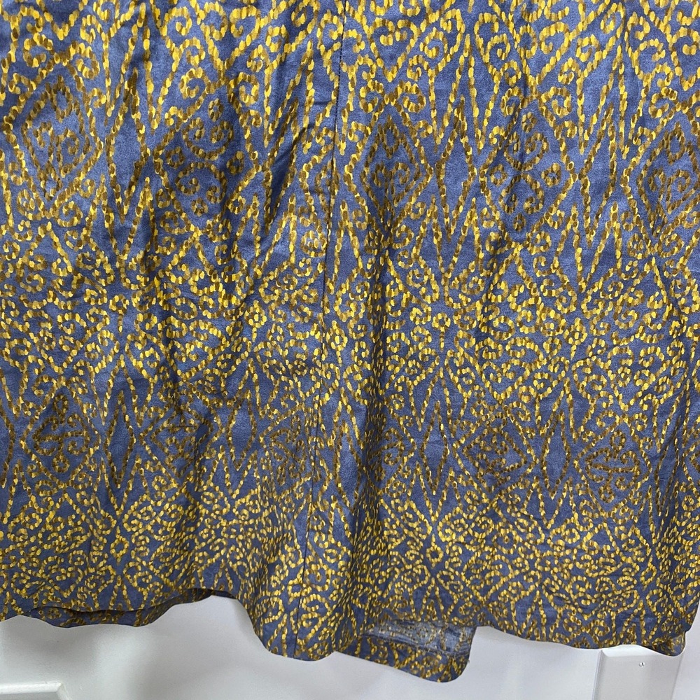 Peruvian Connection Womens 6 Pima Cotton Midi Dress Blue Gold Boho Sleeveless - Picture 4 of 10